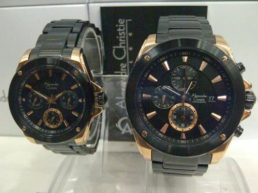 Alexandre Christie Couple AC 6247 Black Rose Gold