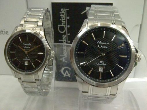 Alexandre Christie Couple AC 8363 White Steel Black Dial