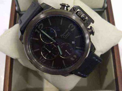 Alexandre Christie AC 6280 Grey Steel Black Leather