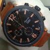 Alexandre Christie AC 6267 Black Rose Gold Brown Leather