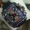 Alexandre Christie AC 6376 White Steel Ring Hitam Black Leather