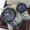 Alexandre Christie Couple AC 6384 White Steel Black Dial Black Ring