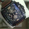Alexandre Christie AC 6376 Black Steel Brown Leather