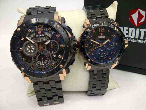 Jam tangan Expedition 6402 couple black rosegold