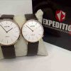 Expedition 6682 Couple Rosegold White Dial Brown Leather