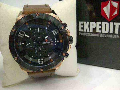 Expedition 6650 Black Rosegold Steel Brown Leather