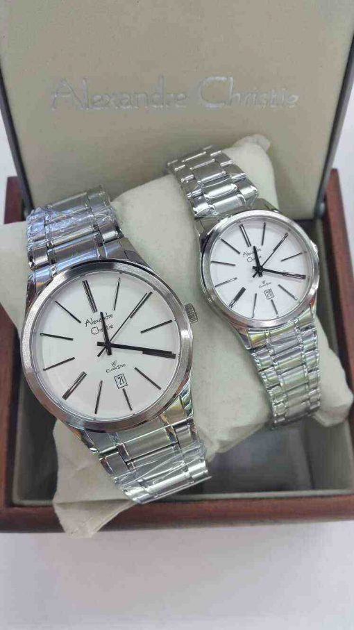 Alexandre Christie Couple AC 8448 White Steel White Dial