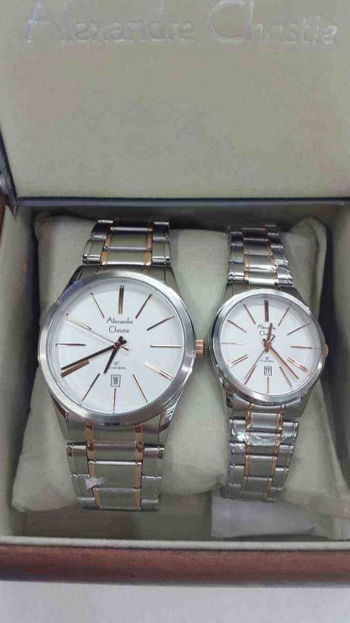 Alexandre Christie Couple AC 8448 White Steel Kombinasi