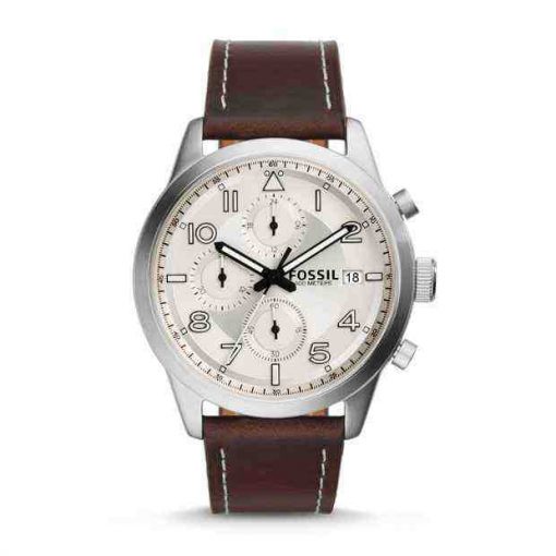 Fossil FS5138 Daily Chronograph Brown Leather Watch