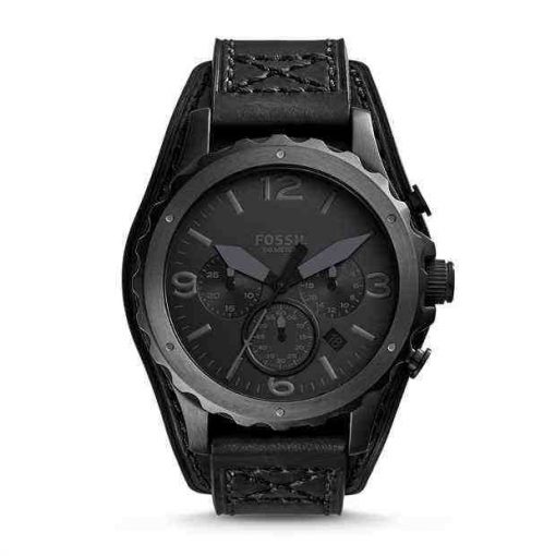 Fossil JR1510 Nate Chronograph Black Leather Watch