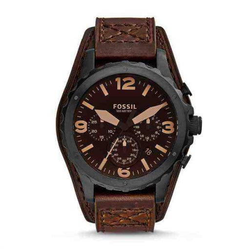 Fossil JR1511 Nate Chronograph Dark Brown Leather Watch