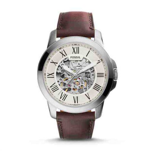 Fossil ME3099 Grant Automatic Dark Brown Leather Watch 