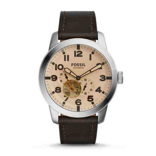 Fossil ME3119 Pilot 54 Automatic Dark Brown Leather Watch