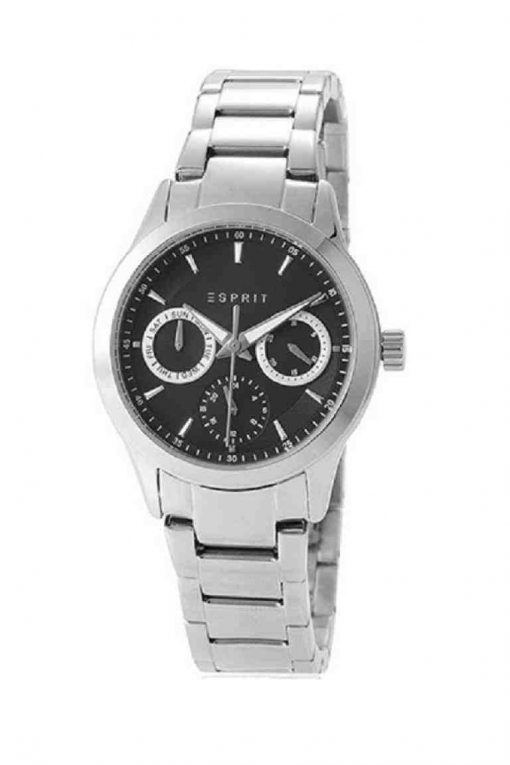 Jam Tangan Wanita ESPRIT ES107982003 Eve Silver Black Dial Stainless Steel Bracelet Man