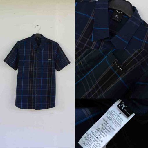 Oakley Short Sleeve Woven Navy Plaid Original