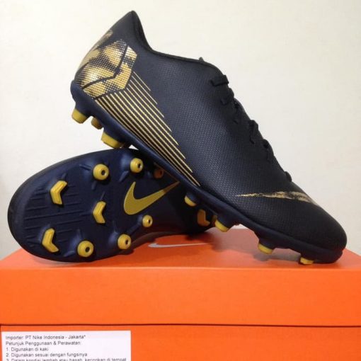 Sepatu Bola Nike Vapor 12 Club FG/MG Black Gold AH7378-077 Original  Murah