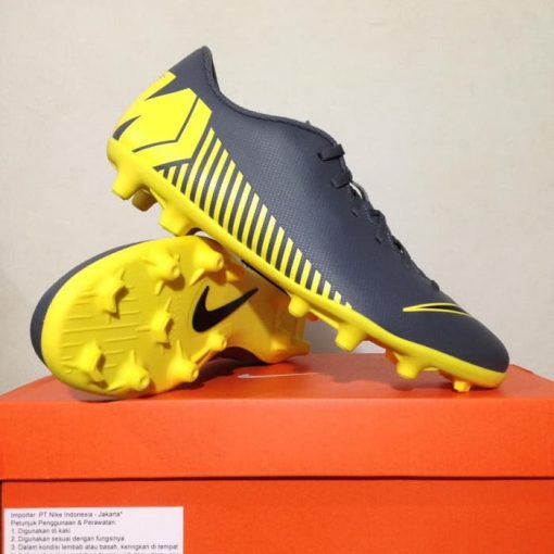 Sepatu Bola Nike Vapor 12 Club FG/MG Dark Grey Yellow AH7378-070 Original  Murah