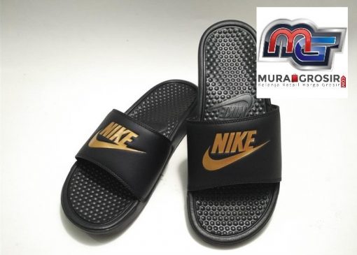 SANDAL SLIDE NIKE BENASSI JDI ORIGINAL 343880016 BLACK/METALLIC GOLD Murah