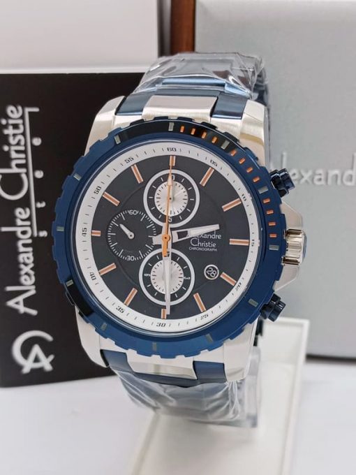 Jam Tangan Pria ALEXANDRE CHRISTIE AC 6141 PRIA SPORTY SILVER BLUE ORIGINAL Murah