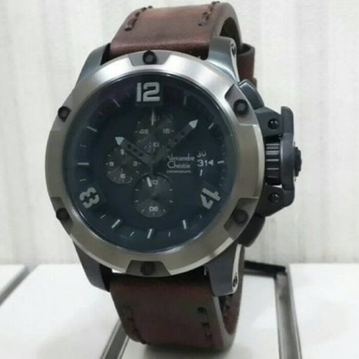 Jam Tangan Pria ALEXANDRE CHRISTIE AC 6295 PRIA BLACK GREY LEATHER BROWN ORIGINAL Murah