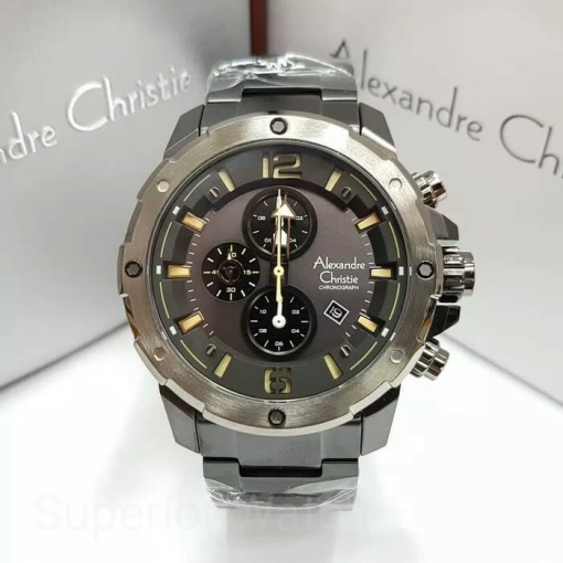 Jam Tangan Pria ALEXANDRE CHRISTIE AC 6410 PRIA ORIGINAL FULL BLACK Murah