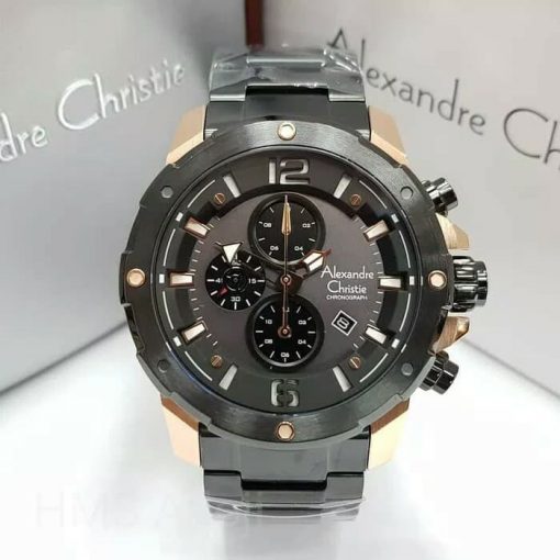 Jam Tangan Pria ALEXANDRE CHRISTIE AC 6410 PRIA ROSEGOLD BLACK ORIGINAL Murah