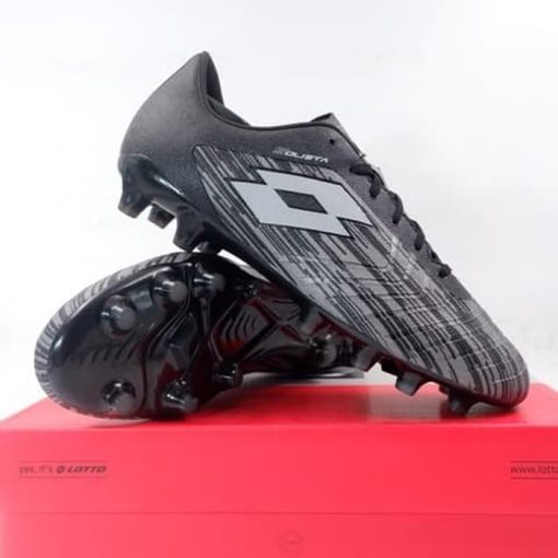 Sepatu Bola Lotto Solista III FG All Black Dark Silver 211628-59J Ori Murah