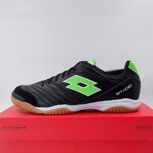 Sepatu Futsal Lotto Stadio 300 II ID All Black Spring 211645-1NI Ori Murah