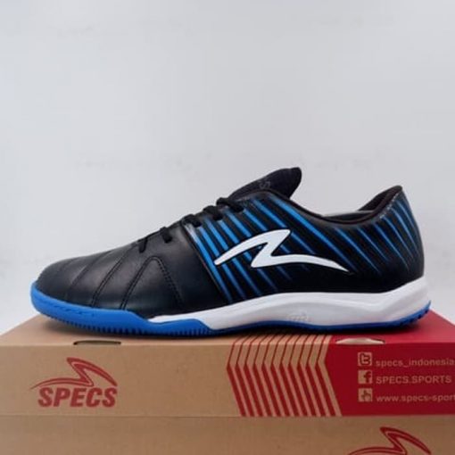 Sepatu Futsal Specs Barricada Lea 19 IN Black Tulip Blue 401308 Ori Murah