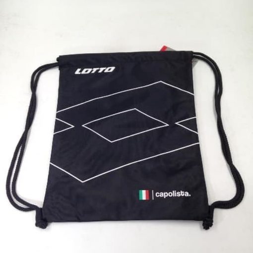 Tas Sepatu Lotto Capolista String Bag Gymsack Black L13150008 Original Murah