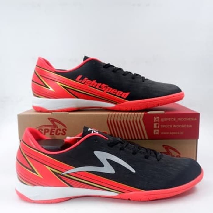  Sepatu  Futsal  Specs Acc Lightspeed 20 IN Black Bright Red 