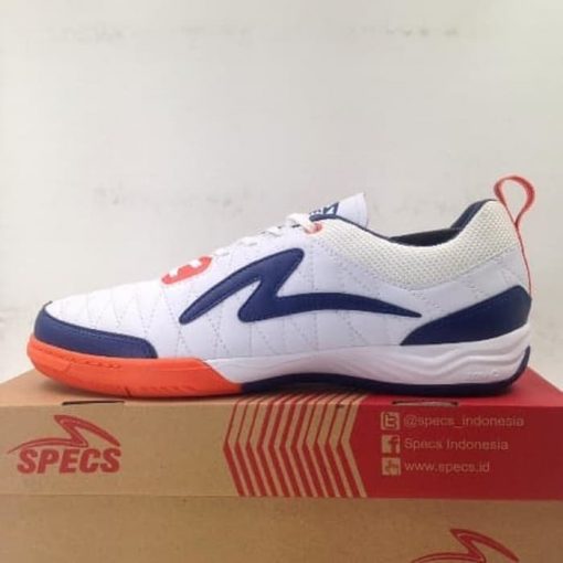 Sepatu Futsal Specs Metasala Nativ IN White Estate Blue 401383 Ori Murah