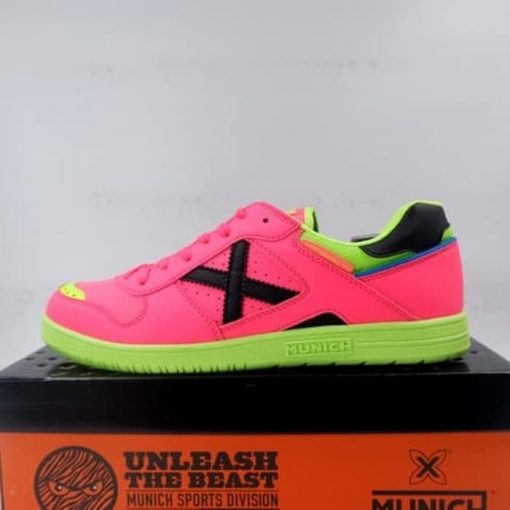 Sepatu Futsal Munich Continental V2 10 Pink Green 4104010 Original Murah