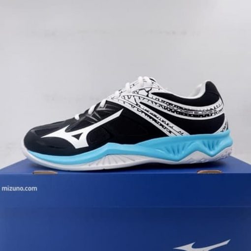 Sepatu Volley Voli Mizuno Thunder Blade 2 Black White Blue V1GA197025 Ori Murah