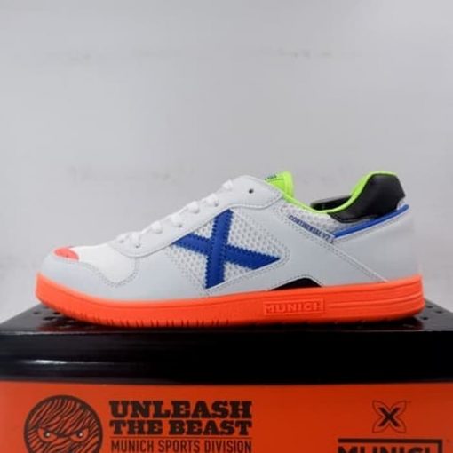 Sepatu Futsal Munich Continental V2 09 White Orange 4104009 Original Murah