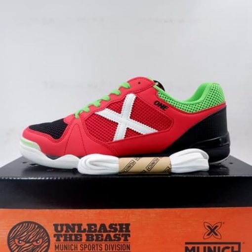 Sepatu Futsal Munich One Indoor 29 Red Black Green 3071029 Original Murah