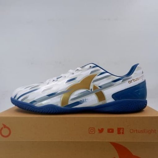 Sepatu Futsal Ortuseight Glacier IN White Navy Gold 11020125 Original Murah