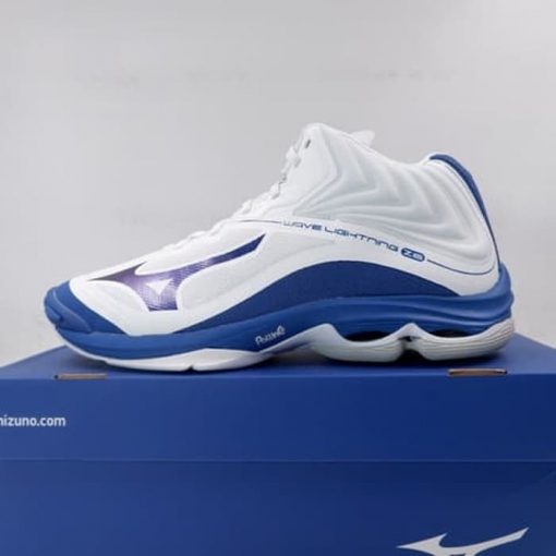 Sepatu Volley Mizuno Wave Lightning Z6 MID White Blue V1GA200521 Ori Murah